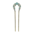 Lurrose Double Prong Hair Pin U Shaped Crystal Chignon HairPin Stick Hairstyle Accessory for Women Girls(Blue) - color: Blue