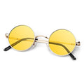 Round Polarized Sunglasses Men Women,Retro Metal Hippie Shades with 100% UV Protection - color: A06- Golden Frame Yellow Lens