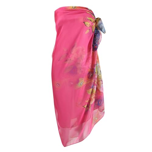 Womens Sexy Bohemian Floral Beach Cover Up Sarong Wrap Swimsuit Beachwear - color: A-rose