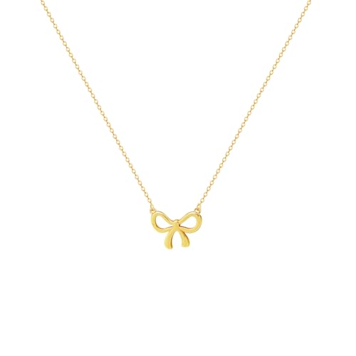 OGD Gold Necklace for Women, Bow Necklace 14K Layered Gold Necklace Dainty Bow Pendant Choker Necklace Trendy Bow Necklace Gold Chain Necklaces for Women Jewelry Gift - color: Gold Bow-1PCS