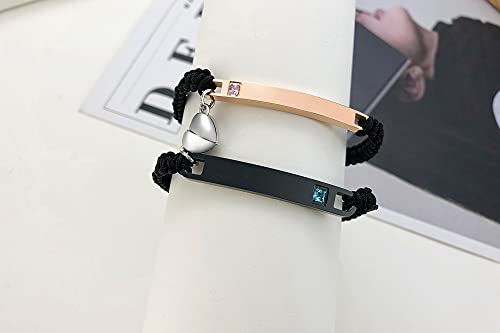 MEALGUET Personalized Couple Bracelet Customized Couple Bracelets Set Mutual Attraction Custom Name Relationship Bracelet Personalized Gift for Men Women - style: Personalized-heart magnetic
