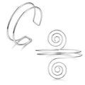2Pcs Arm Cuff Gold Upper Arm Cuff for Women Adjustable Upper Arm Bracelets Open Irregular Arm Bangle Minimalist Coil Swirl Armlets Armband Jewelry - style: styleA silver