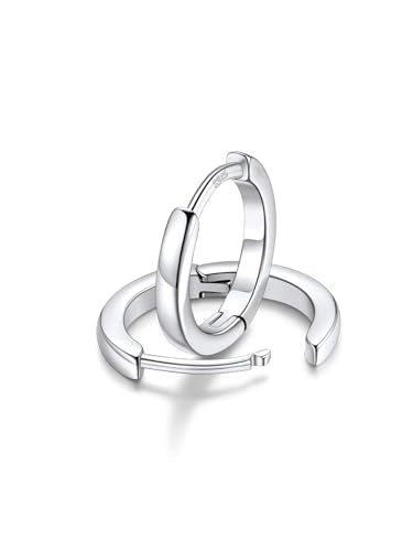 FaithHeart 925 Sterling Silver Post Huggie Hoop Earrings for Women, Silver Small Hoop Earring, Hypoallergenic Cartilage Earrings for Women - color: 01. Blank-Silver, size: 10mm
