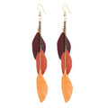 coadipress Boho Piercing Tassel Feather Long Chain Earrings Retro Lightweight Native Feather Dangle Drop Earrings for Women Bohemian Handmade Natural Feathers Earring Jewelry - color: Gradient Coffee