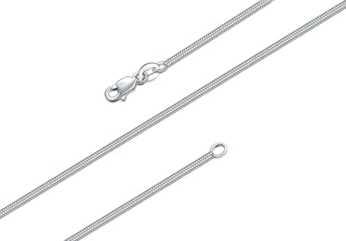BORUO 925 Sterling Silver Snake Chain Necklace | Waterproof 14K Gold Plated Snake Chain | 1mm 1.5mm Solid Italian Nickel-Free Necklace Lobster Claw Clasp 14-30 Inch - color: Waterproof White Gold Plated Stainless Steel 1.5mm, size: 18 Inch