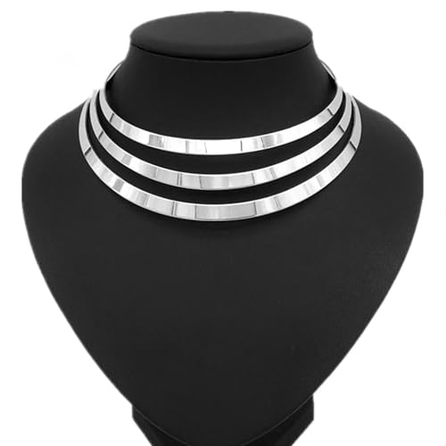 Gold Choker Necklaces for Women Exaggerated Ethnic Big Statement Necklaces African Tribe Wide Metal Choker Jewelry - style: styleB