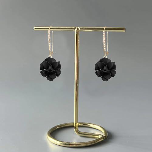 Boho Flower Dangle Earrings for Women Long Drop Resin Acrylic Tiered Petal Statement Earrings Handmade Lightweight Vintage Floral Chunky Drop Jewelry - color: Black
