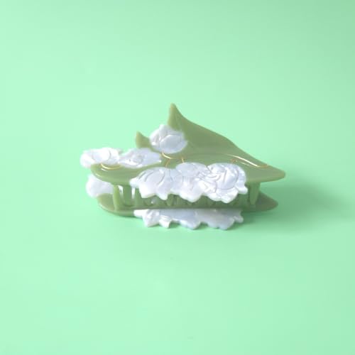 Green Flower Hair Clips,Cellulose Acetate Hair Clips,Lily of the Valley Claw Clips for Women - color: Big Lily