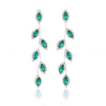 Catery Crystal Wedding Earrings Rhinestones Dangling Earrings Leaf Bridal Ear Jewelry for Brides and Women - color: Green