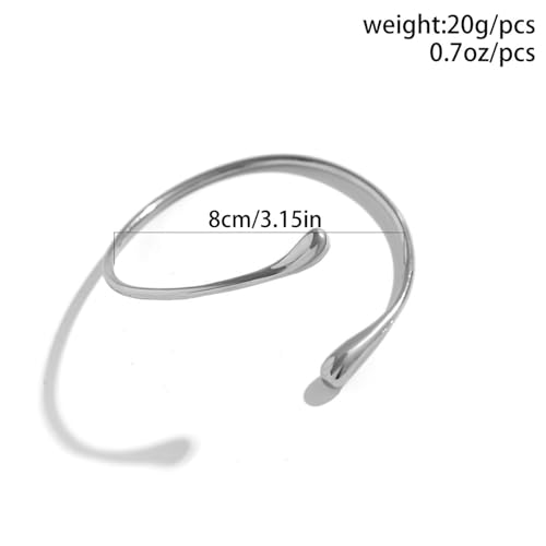 Gold Arm Cuff for Women Minimalist Silver Copper Material Upper Arm Cuff Arm Chain Open Chunky Bangle Cuff Bracelet Jewelry (Style-B)