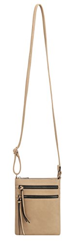 DELUXITY Crossbody Purse Bag Shoulder Bag Multi Pocket Zipper Purse - color: Camel