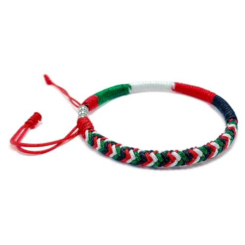 LAMIBEE Country Pride, Country Flag Code Bracelet, Protection and Lucky Sufer String Bracelet, Tibetan Wrist Wrap Bracelet, Boho Style Rope Bracelet for Women, Men, String Thread Bracelets - color: Palestine