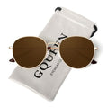 GQUEEN Retro Round Polarized Sunglasses Womens Men Spring Hinge Metal Frame Trendy Hippie Oval Sun Glasses Shades UV400 - color: 1 Gold Frame/Brown Lens