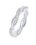PAVOI 14K Gold Plated Cubic Zirconia Twisted Rope Eternity Band for Women - color: White Gold, size: 7.5