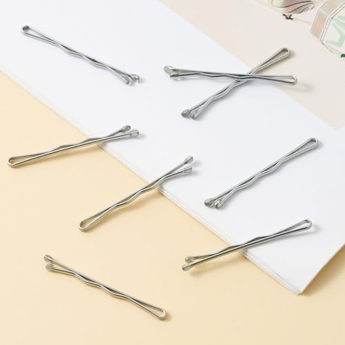 QIUTIMIY 200 Pcs 1.38 Inch Wave-Shaped Bobby Pins Silver Metal Hair Pins Hair Accessories for Women Stylists Hair Sticks Girl - color: Silver, size: Wave-1.38in