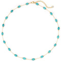 Created Turquoise Necklace for Women 14K Gold Plated Beaded Heart Choker Boho Necklaces Handmade Beach Summer Everyday Western Jewelry Gifts - color: Gold Chain, style: Oval