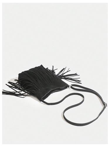 SweatyRocks Women's Fringe Western Crossbody Bags Tassel Shoulder Purses - color: Black