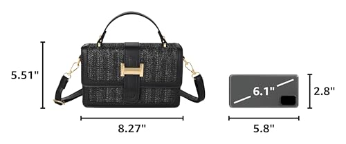 Straw Crossbody Bags for Women Summer Straw Clutch Bag Woven Beach Purse Vacation Handbags | Straw - color: A Black
