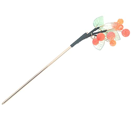 Orange Agate Hairpin Hair Stick Kanzashi for Kimono Hanfu Bride Ancient Costume Hair Accessories Cosplay Gift