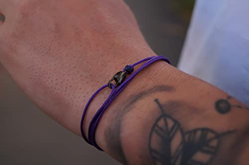 Made by Nami Nautical Rope Bracelet for Men Waterproof & Adjustable Wrap String Bracelets with Snap Hook Gift for Him - color: Purple Black