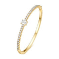 Turandoss Gold Bangle Bracelets for Women - Dainty 14K Gold Plated Tennis Bangle Bracelet Personalized Cubic Zirconia Oval Cuff Bracelets Jewelry Gifts - color: Half CZ Bangle - Square Tennis