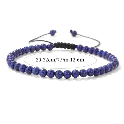 Lit Wall Crystal Anklets for Women Handmade Beach Boho Ankle Bracelet 4mm Adjustable Beaded Ankle Bracelet Waterproof Natural Stone Anklet Plus Size Anklets Gemstone Anklet Jewelry Gift for Her - style: Lapis Lazuli
