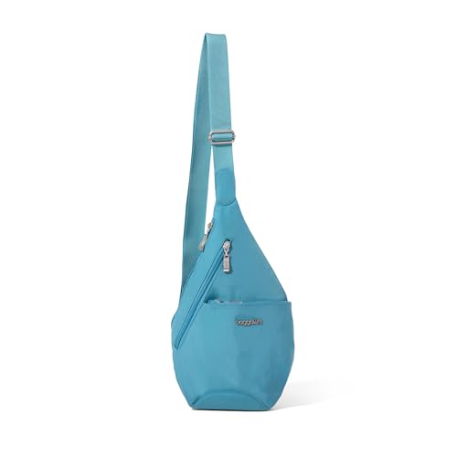 Baggallini Mini Sling - 12x7 Sling Crossbody Bag Backpack with Adjustable Shoulder Strap - color: Seaside Blue