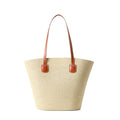 Straw Bags For Women | Travel Straw Totes Bag, Summer Woven Shoulder Bag Handbag - color: Baja White