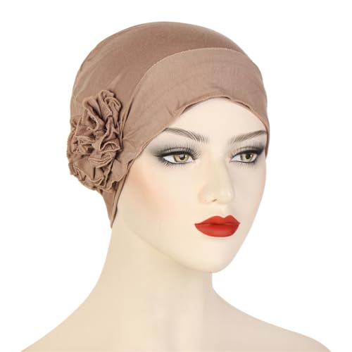 Headwrap Turbans for Women - Twist Soft Floral Solid Caps Pre Tied Chemo Beanies Headwear Hat for Cancer - color: Khaki