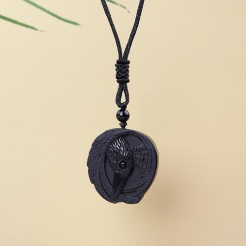 Obsidian Tree of Life Necklaces Orgonite Healing Crystal Stone Pendant Necklace for Spiritual Healing and Meditation Energy Talisman Sacred for Men Women - color: Eagle