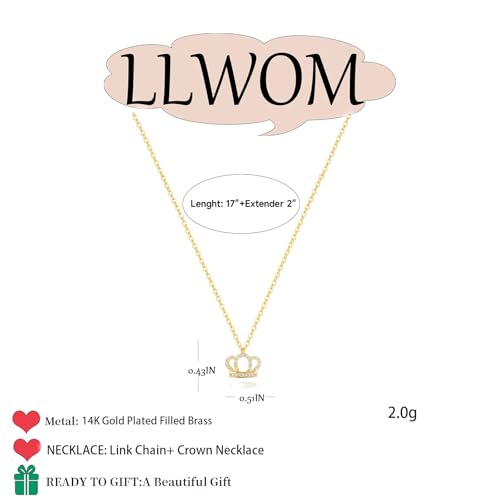 LLWOM Gold Necklace for Women-14k Gold Plated Infinity Necklace Star Of David Necklace Evil Eye Cross Pendants Heart Dainty Gold Necklace For Women - color: Gold, style: Crown Necklace