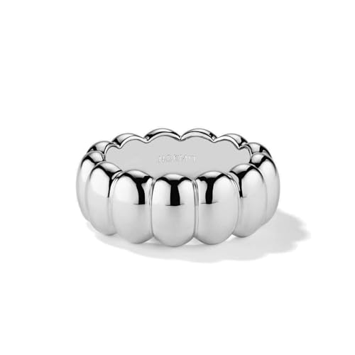 NOKMIT 14K Gold Filled Chunky Statement Rings for Women Cute Puffy Dome Croissant Thumb Band Non Tarnish Comfort Fit Size 5-10 - color: A-Silver