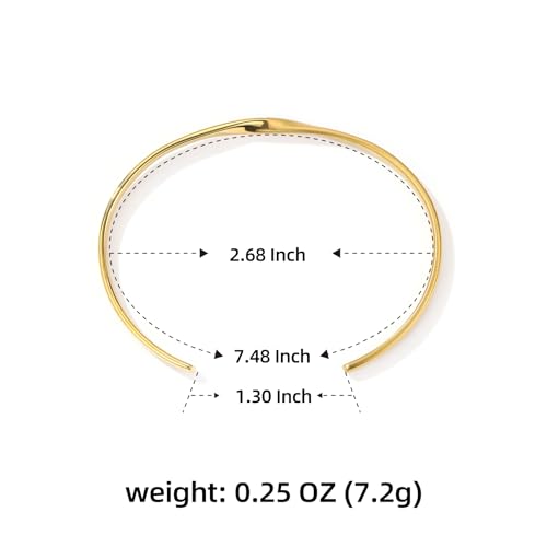 BE & CHEERY Gold Bangle Bracelet for Women, 14k Gold Plated Open Bangle, Stackable Stainless Steel Cuff Bracelets, Chunky Fashion Jewelry for Women, Trendy Elegant Design Bangle as Gifts - style: Twisted