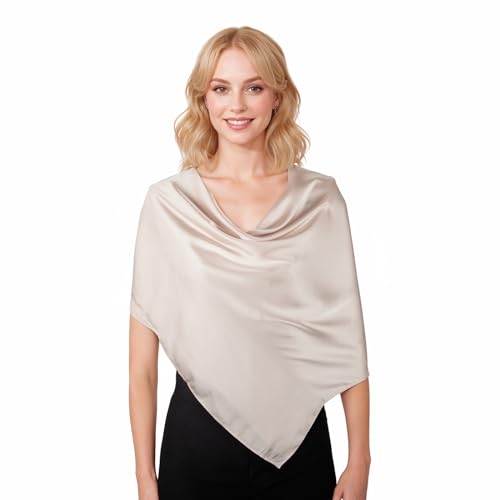 RIIQIICHY 35 Inch Head Scarf for Women Hair Scarf Like Silk Scarf Square Scarf Bandanas for Women - color: Beige