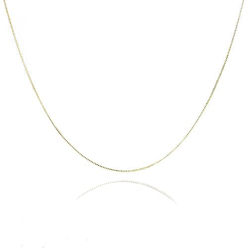 NAG.HC 925 Sterling Silver Chain 0.8MM Delicate Box Chain - Italian Necklace Chain - Tiny&Thin&Strong -Friendly Price & Quality 14"-30" - color: 18K Gold, size: 18.00