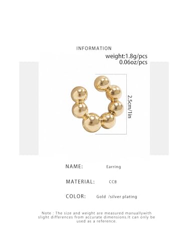 Gold Ear Cuff Earrings for Women Non Piercing 14K Gold Plated/Silver Cuff Clip On Cartilage Hoop Shining Cubic Zirconia Twisted Chain Ear Clip On Earring for Women Chunky Ear Cuffs Earrings - color: B-gold