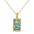 Gold Tarot Card Necklace for Women Men, Non Tarnish 18K Gold Plated Vintage Lucky Charm Square Pendant Talisman Amulet Necklaces Unisex Jewelry - style: The Empress