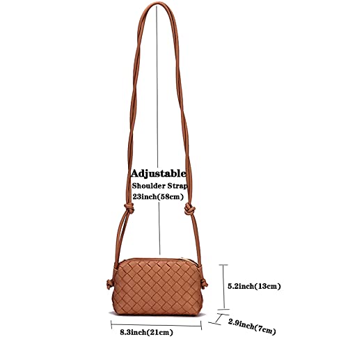 ZEDIUH Woven Bag for Women Crossbody Shoulderbag, Small Vegan Leather Purse - color: Brown
