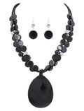 Big Teardrop Pendant Necklaces for Women Colorful Beaded Necklaces Statement Set for Holiday. - color: Black