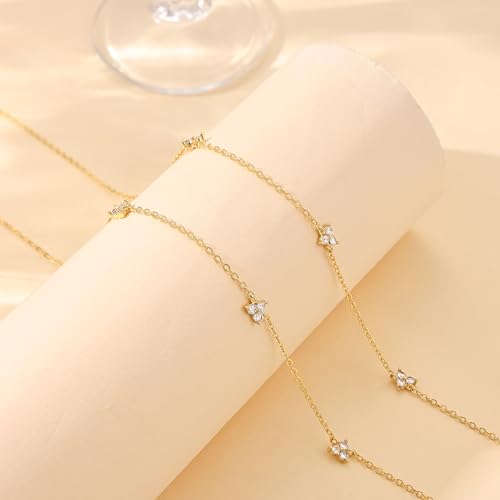 Risamil Waist Chain for Women, Dainty Gold Plated Belly Chain for The Waist Adjustable Waterproof Sexy Bikini Satellite Beads Sparkle Chain Simple Body Chain Summer Jewelry Gifts for Women - style: Flower