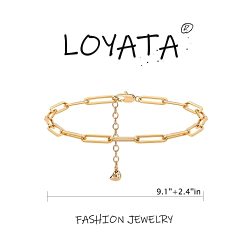 LOYATA Dainty Ankle Bracelet,14K Gold Plated Tiny Bead Anklet Dainty White Cubic Zirconia Cross Tassel Foot Chain Cute Lucky Moon Evil Eye Foot Jewelry Boho Anklets for Women - color: gold-anklet-019