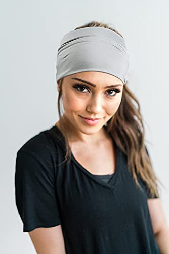 GiLi 2 Pack Wide Headbands for Women Boho African Knotted Non Slip Fashion Hair Bands Yoga Running Sports Workout Gym Head Wraps Elastic Soft Cotton Cloth Turbans Bandana for Girls(Light Grey, Skin) - color: 2 Color (Light Grey+Skin)