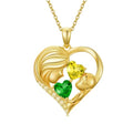 Mothers Day Gifts 14K Yellow Gold Mother Daughter Heart Pendant Necklace with 12 Months Birthstone Birthday Gifts for Mom Anniversarry Jewelry for Mom Wife Girlfriend - color: 05-11-May-Nov Birthstone