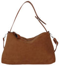Suede Shoulder Bags For Women Crossbody Bag Suede Tote Bag Satchels Slouchy Work Purses Crescent Handbag Fall Top Handle - color: Brown