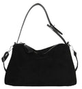 Suede Shoulder Bags For Women Crossbody Bag Suede Tote Bag Satchels Slouchy Work Purses Crescent Handbag Fall Top Handle - color: Black