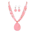 Big Teardrop Pendant Necklaces for Women Colorful Beaded Necklaces Statement Set for Holiday. - color: Pink