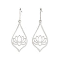 TEAMER Stainless Steel Lotus Flower Dangle Earrings Bohemian Drop Earring Unique Geometric Jewelry for Women - color: Lotus 3-Steel Color