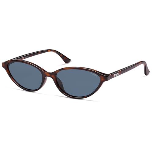 SOJOS Trendy Polarized Oval Sunglasses for Women Retro Chic 90s Shades Lightweight Sunnies SJ2656 - color: Tortoise Frame Grey Lens
