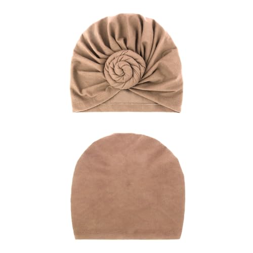 African Women Turban Caps Pre-Tied Twisted Turbans Head Scarf for Women Hair Wraps Cover Beanie Cancer Chemo Headwear - color: 1 Pack Twisted Braid Flower: Camel