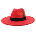 LIDHAY Big Wide Brim Fedora Hats for Women Men Western Suede Hat Panama Hat Outdoor Hats - color: Red
